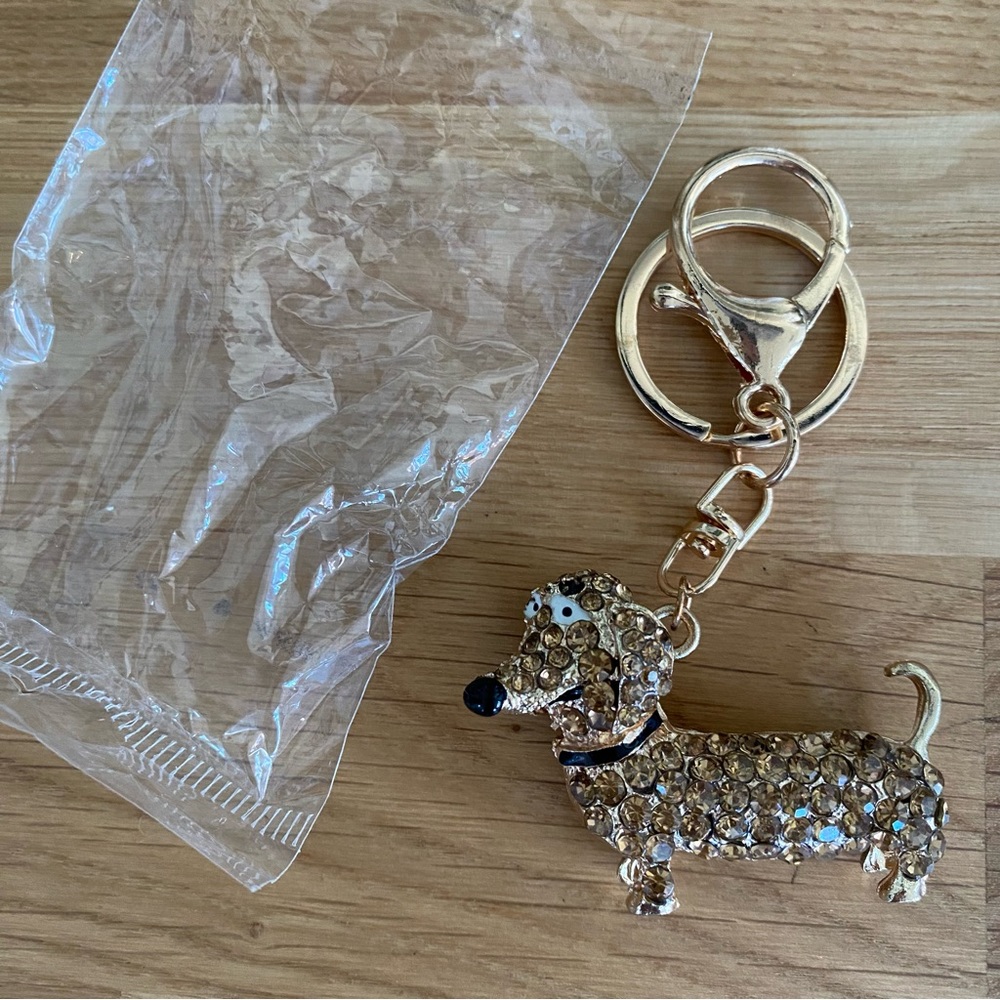 3 Gold, Silver and Black Rhinestone Dachshund Keychains - Picture 7 of 8